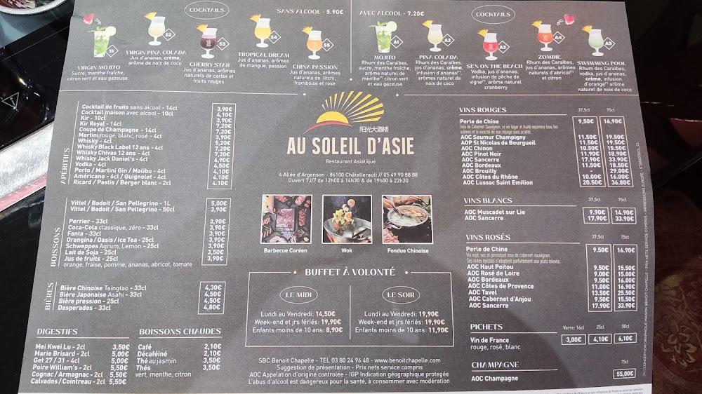 Au Soleil d'Asie - Menu Image 1